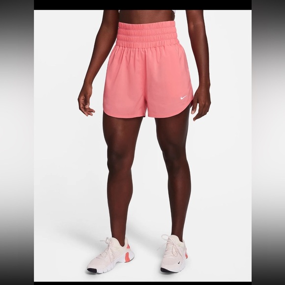 Women's Nike DX6642 Dri-Fit Ultra High-Waisted 3" Brief-Lined Shorts Soft Pink - Picture 2 of 11